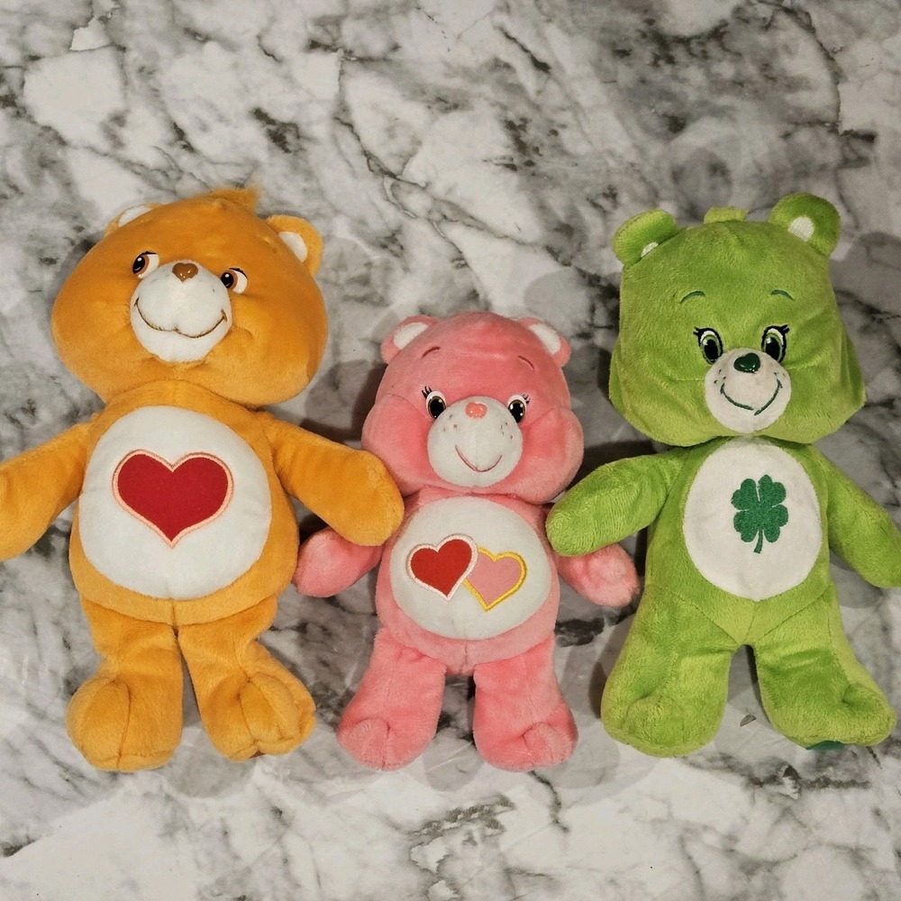 Care Bears Plush Lot of 3 Tenderheart Good Luck Love A Lot Mixed Sizes